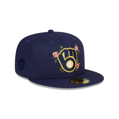 Sapca New Era Milwaukee Brewers MLB Bloom 59FIFTY Fitted - Albastri